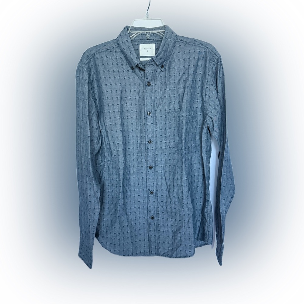 Billy Reid Diamond Dobby Tuscumbia Shirt Button Down Chambray Blue NWT